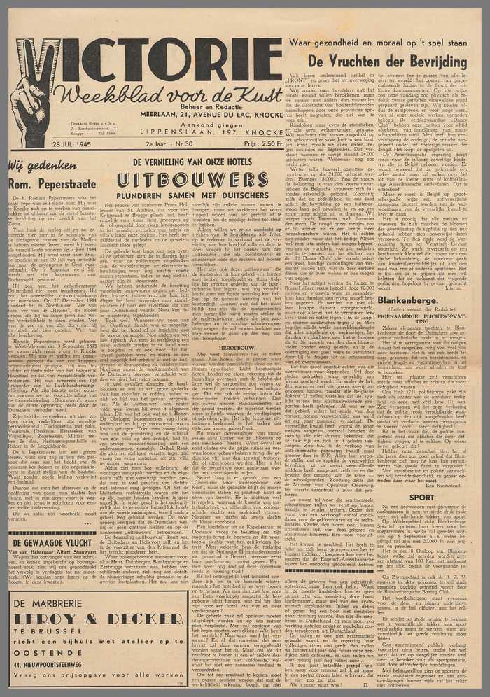 Krantje: Victorie - 2e jaar - N° 30 - 28 Juli 1945