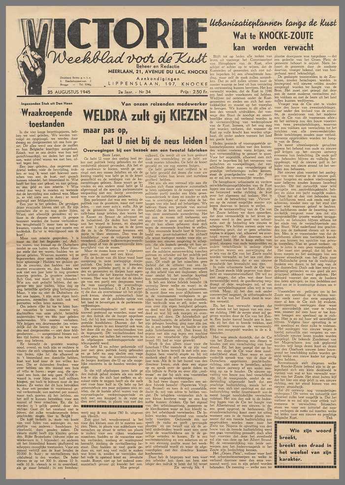 Krantje: Victorie - 2e jaar - N° 34 - 25 Augustus 1945