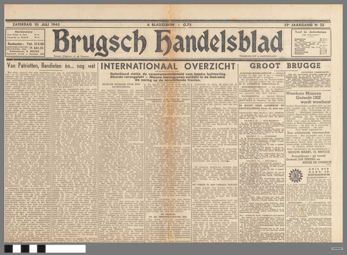 Krant: Brugsch Handelsblad - 39e jaargang - nr. 28 - zaterdag 10 juli 1943