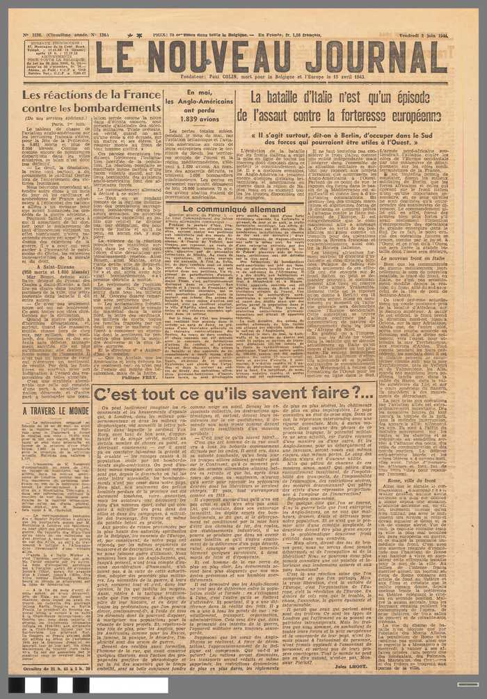 Krant: Le Nouveau Journal - cinquième année - vendredi 2 juin 1944