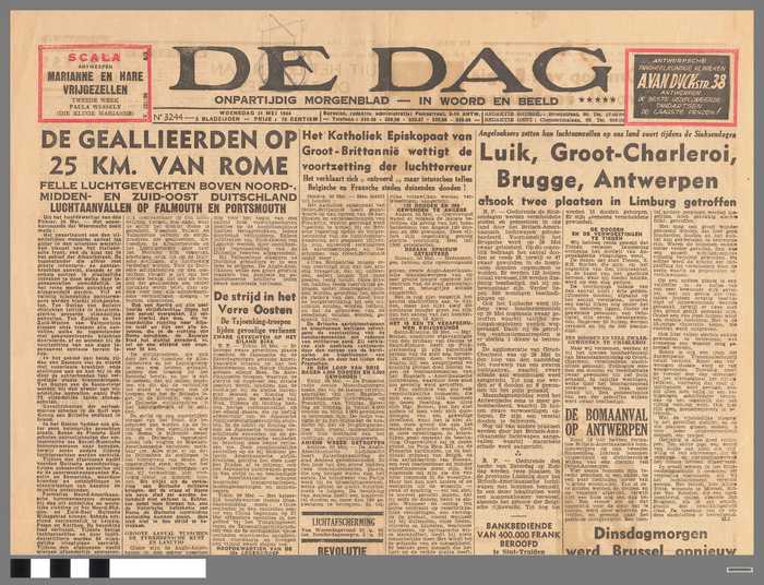 Krant: De Dag - onpartijdig morgenblad - in woord en beeld - woensdag 31 mei 1944