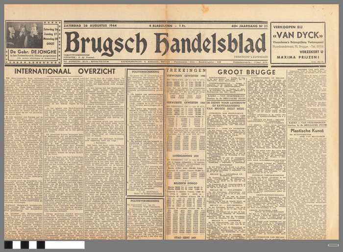 Krant: Brugsch Handelsblad - 40e jaargang - nr. 35 - zaterdag 26 augustus 1944