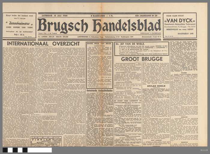 Krant: Brugsch Handelsblad - 40e jaargang - nr. 29 - zaterdag 15 juli 1944