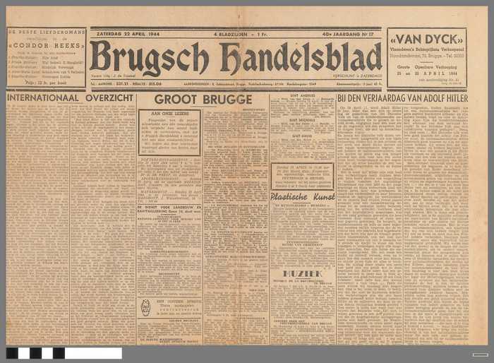 Krant: Brugsch Handelsblad - 40e jaargang - nr. 17 - zaterdag 22 april 1944