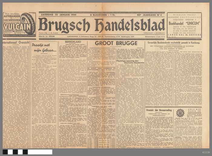 Krant: Brugsch Handelsblad - 40e jaargang - nr. 4 - zaterdag 22 januari 1944