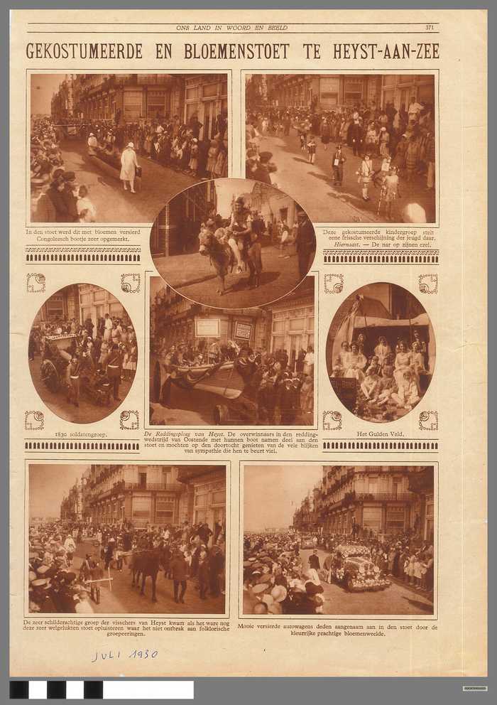 Ons land in woord en beeld - Gekostumeerde en bloemenstoet te Heyst-aan-zee - Juli 1930