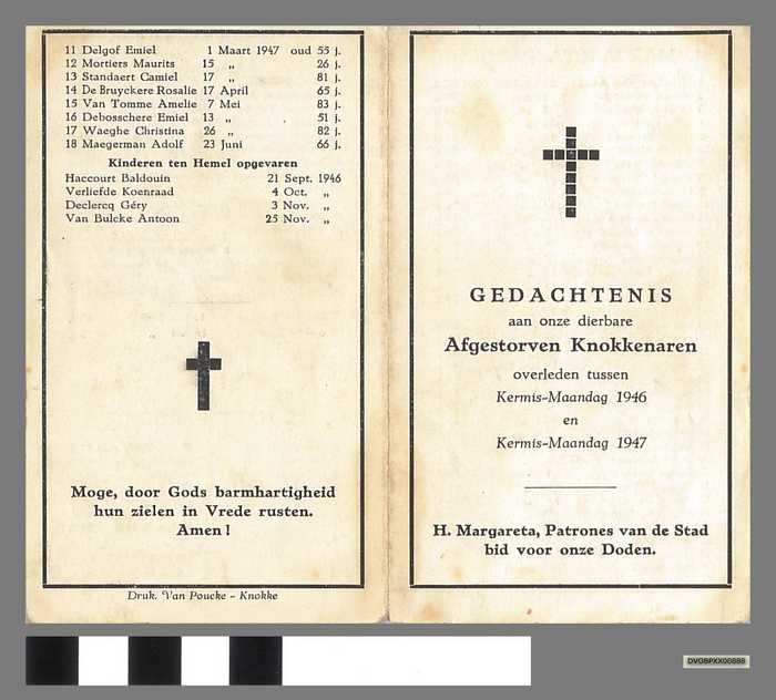 Afgestorven Knokkenaren - overleden tussen Kermismaandag 1946 en Kermismaandag 1947
