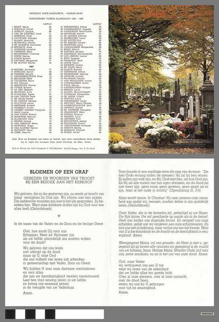 Bloemen op een graf - gebeden voor een bezoek aan het kerkhof - 1987