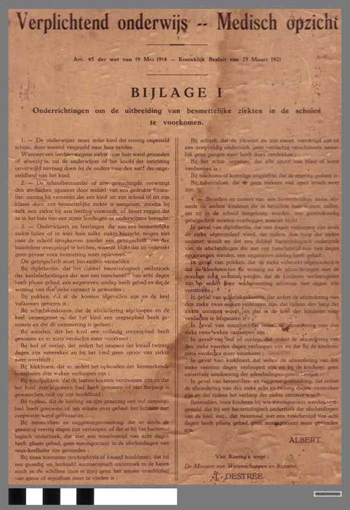 Plaat Verplichtend Onderwijs - Wet van 19 Mei 1914