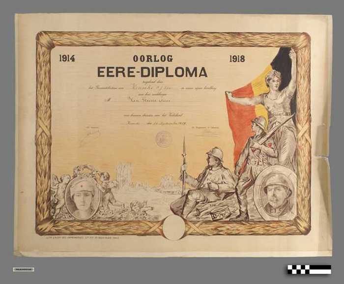Oorlog 1914-1918  -  Eere-diploma - Van STEENE Oscar