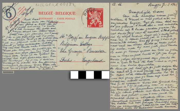 Briefwisseling (postkaart) aan Jozef en Eugeen Rappé tijdens WOII