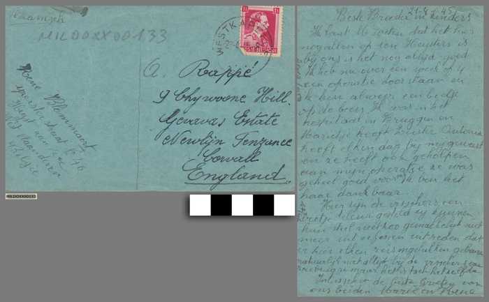 Briefwisseling (postkaart) aan Arthur Rappé tijdens WOII