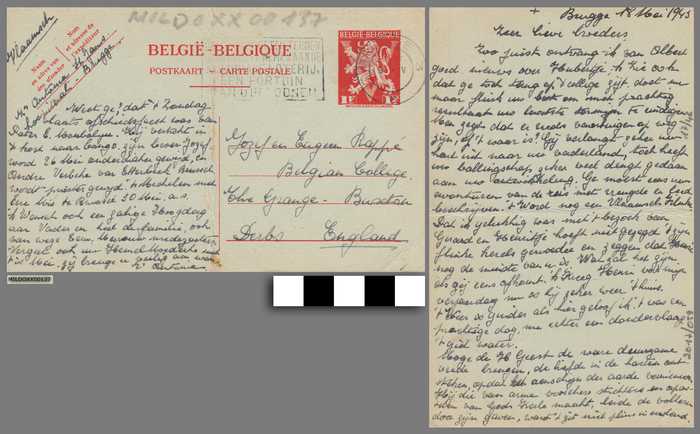 Briefwisseling (postkaart) aan Jozef ne Eugeen Rappé tijdens WOII