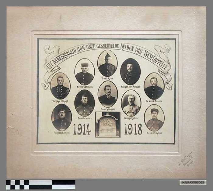Uit dankbaarheid aan onze gesneuvelde helden van West-Capelle - 1914-1918