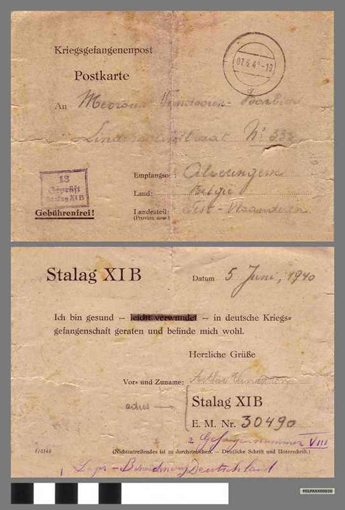 Kriegsgefangenenpost - Postkarte - Vandooren Arthur