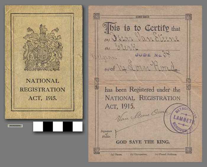 National Registration act. 1915 - Van Steene Oscar