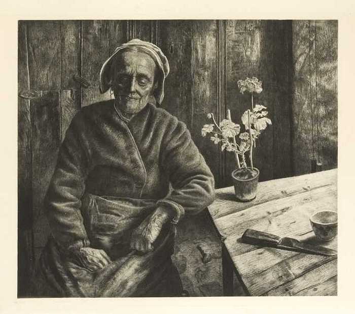 Aus Belgien, Studien-Blätter von K. Mediz - Oude vrouw met geranium
