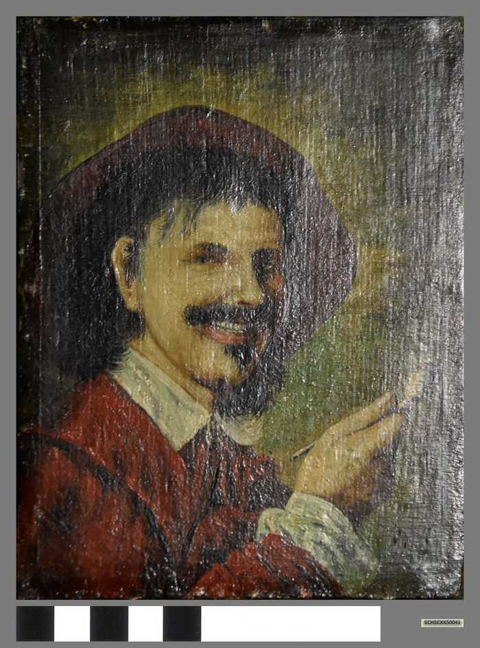 Schilderij op hout: Man met pijp in de hand