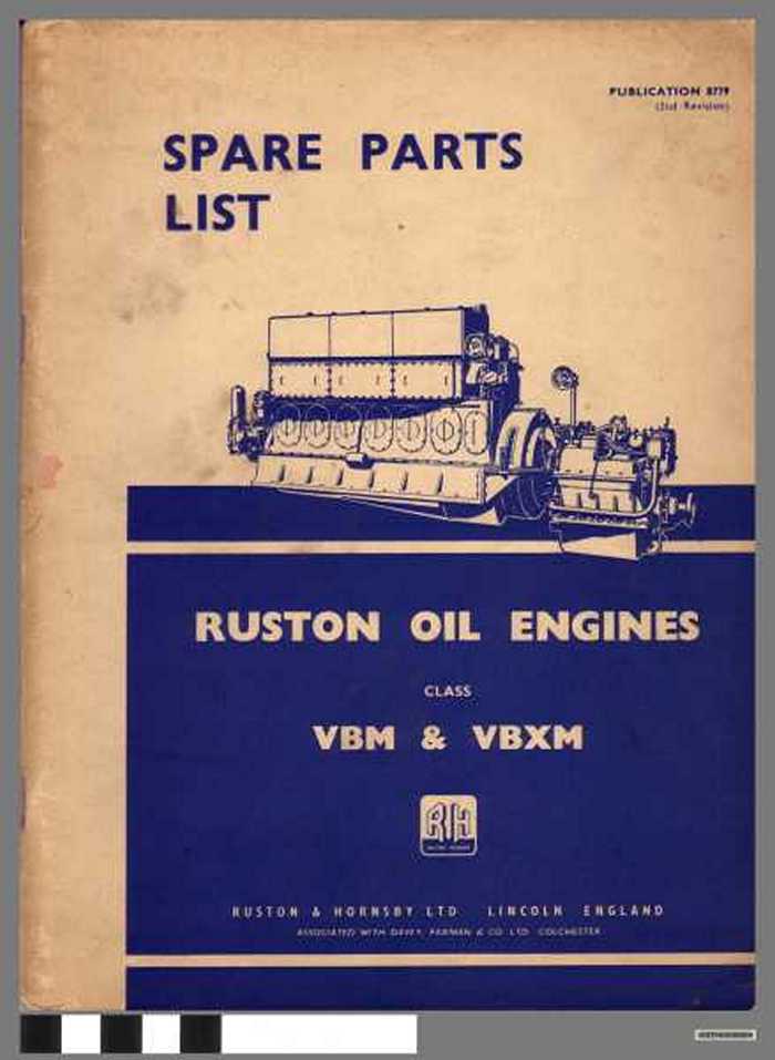 Spare Parts List Ruston Oil Engines class VBM & VBXM.
