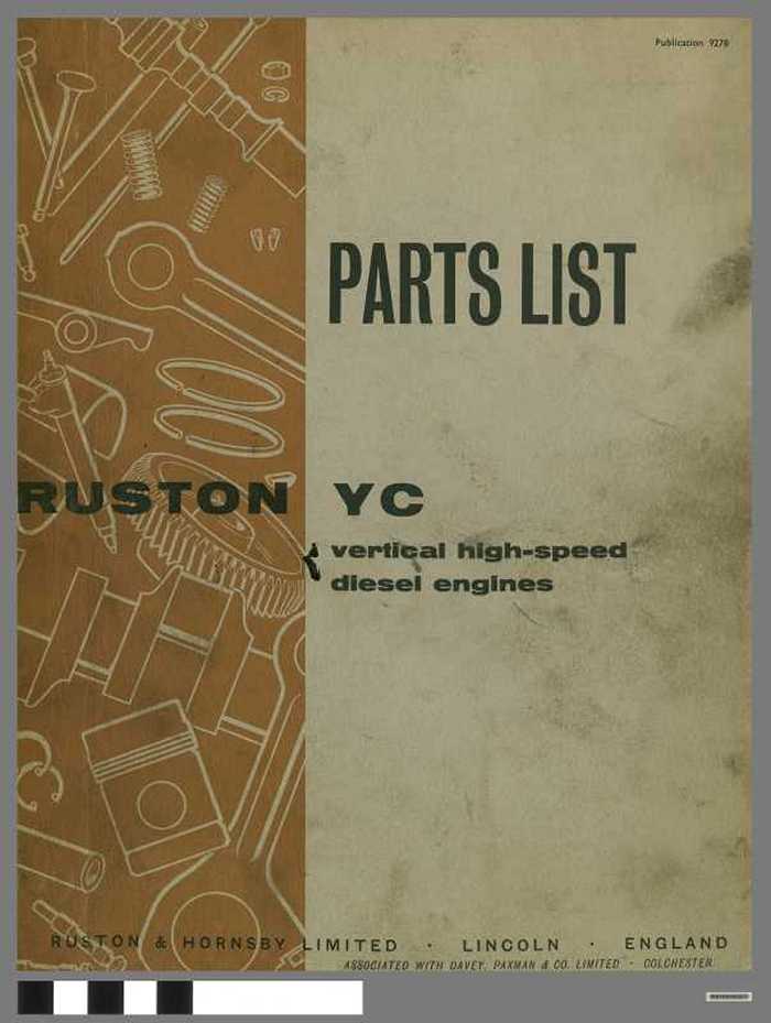 Parts list - Ruston YC  - vertical high-speed diesel engines