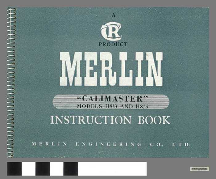 Merlin - Calimaster Models H8/3 en H8/5 - Instruction book