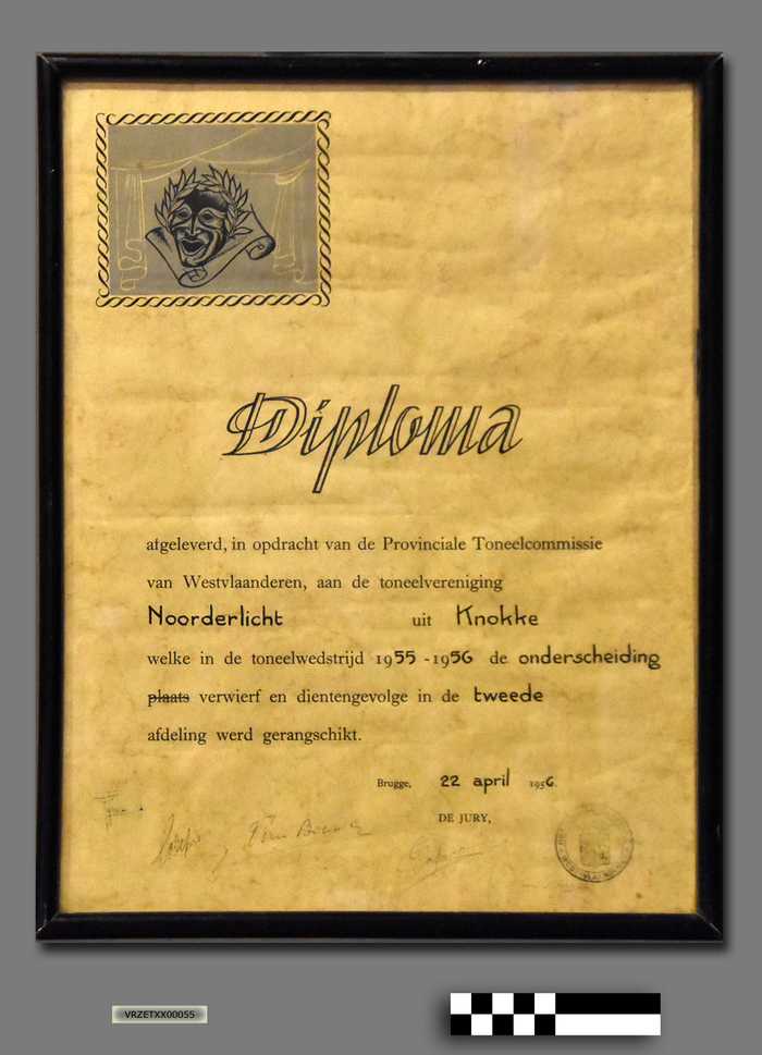 Diploma: Toneelvereniging Noorderlicht uit Knokke 1955-1956