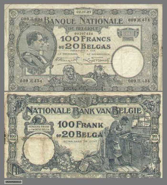 100 Frank of 20 Belgas (België)